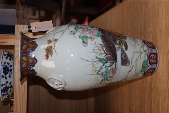 A Japanese Imari carp vase Height